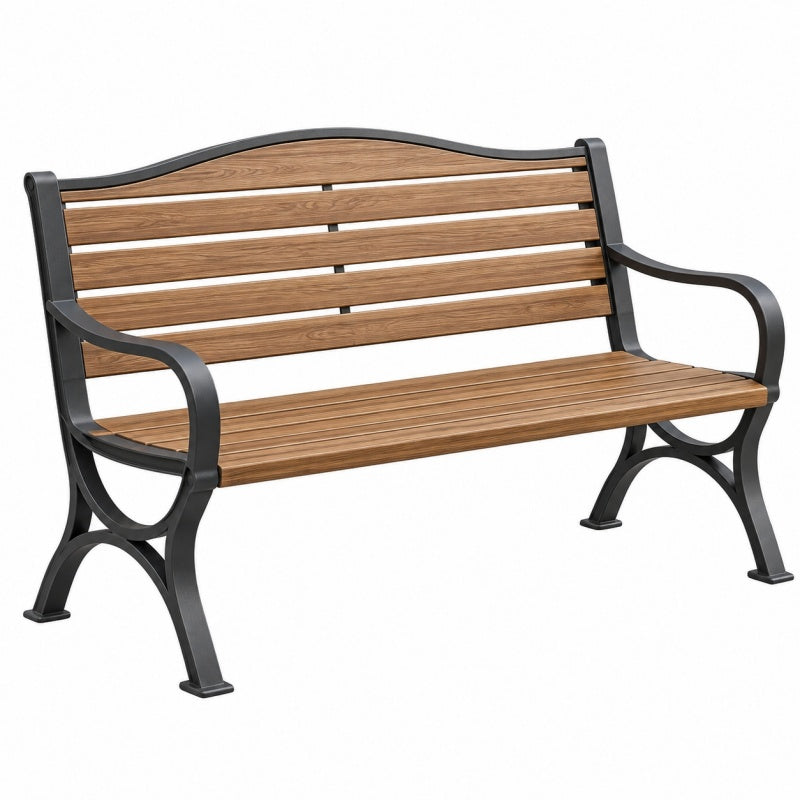 Ławka ogrodowa 125 x 62 x 82 cm drewniano-metalowa brązowo-czarna z oparciem