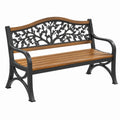 Ławka ogrodowa 122 x 62 x 88 cm z drewnianym siedziskiem czarno brązowa dekoracyjna