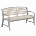 Ławka ogrodowa 120 x 60 x 85 cm szaro-beżowa z metalową ramą i listwami w stylu klasycznym