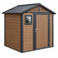 Domek ogrodowy 200 x 150 x 210 cm brązowy z metalowym dachem i oknem
