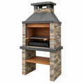 Grill ogrodowy murowany 120 x 70 x 220 cm kamienny szary z rusztem węglowym